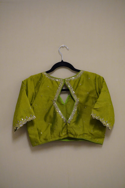 Olive Green Goldwork Blouse