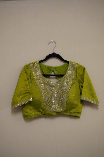 Olive Green Goldwork Blouse