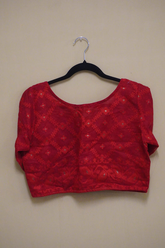 Vibrant Red Jamdani Blouse