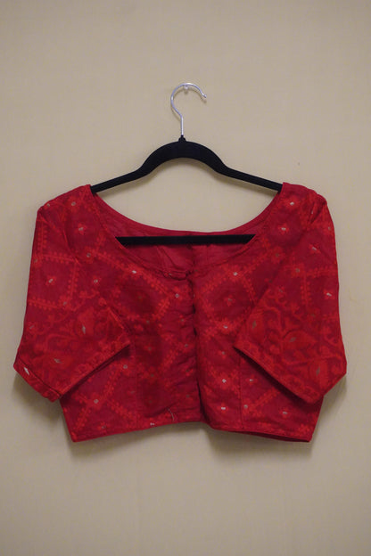 Vibrant Red Jamdani Blouse