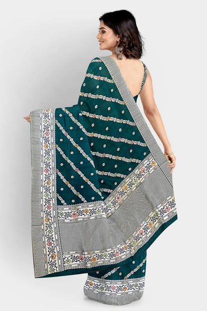 Tussar Georgette Meena Green Saree