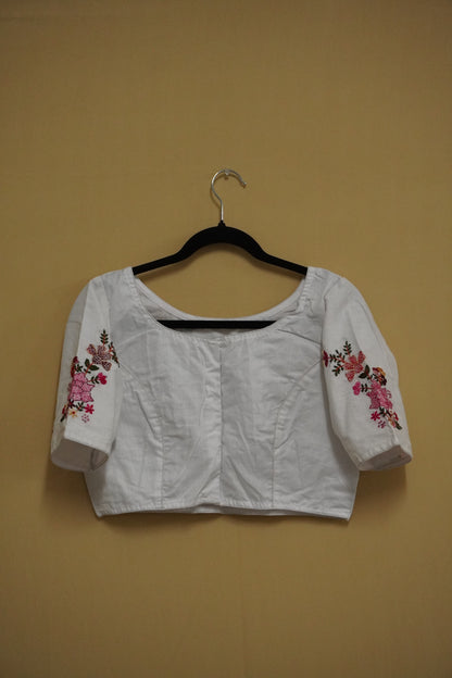 Classic White Multi-Threadwork Blouse