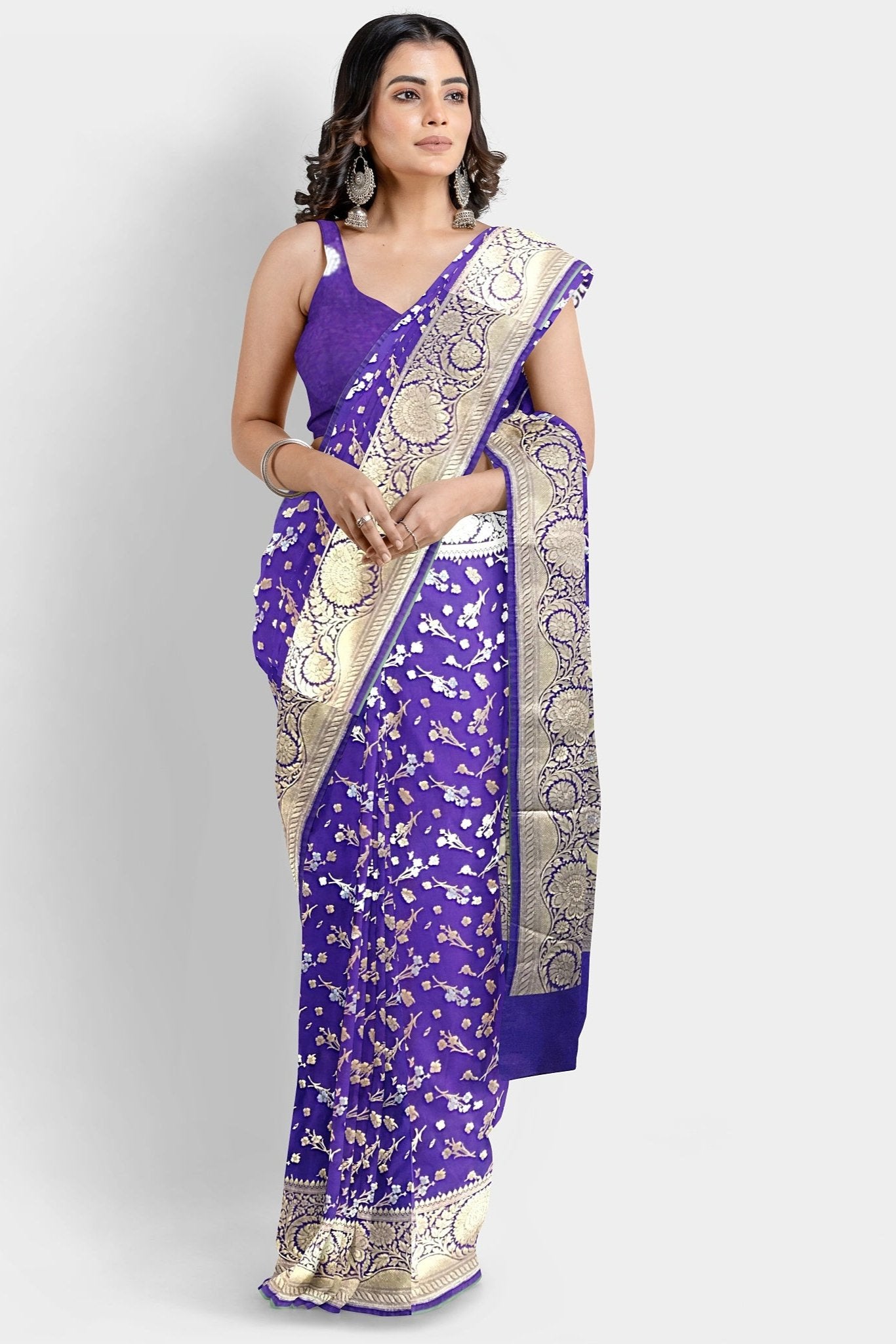 Banarasi Katan Silk Sonarupa Purple Saree