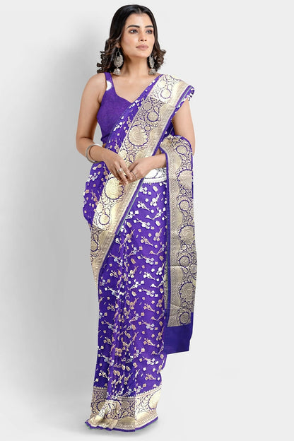 Banarasi Katan Silk Sonarupa Purple Saree